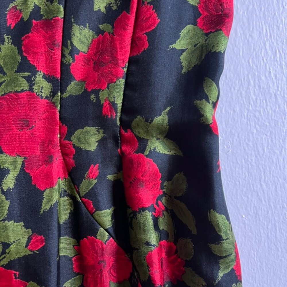 Vintage Red Floral Dress - Picture 3 of 8